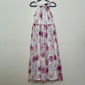 Candalite Petite Pink white floral halter neck tulle dress size M petite